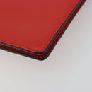 CELINE Clutch Bag Leather Red Silver Auth bs35432A-10