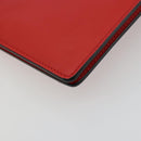 CELINE Clutch Bag Leather Red Silver Auth bs35432A-11