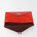 CELINE Clutch Bag Leather Red Silver Auth bs35432A-14