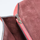CELINE Clutch Bag Leather Red Silver Auth bs35432A-19