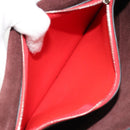 CELINE Clutch Bag Leather Red Silver Auth bs35432A-20