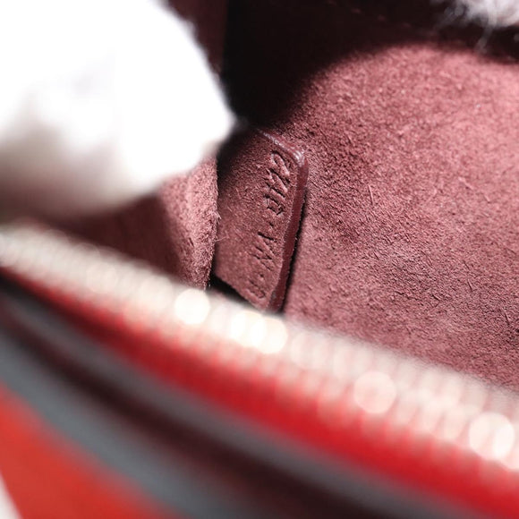 CELINE Clutch Bag Leather Red Silver Auth bs35432A