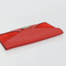 CELINE Clutch Bag Leather Red Silver Auth bs35432A-6
