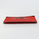 CELINE Clutch Bag Leather Red Silver Auth bs35432A-7