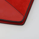 CELINE Clutch Bag Leather Red Silver Auth bs35432A-8