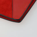 CELINE Clutch Bag Leather Red Silver Auth bs35432A-9