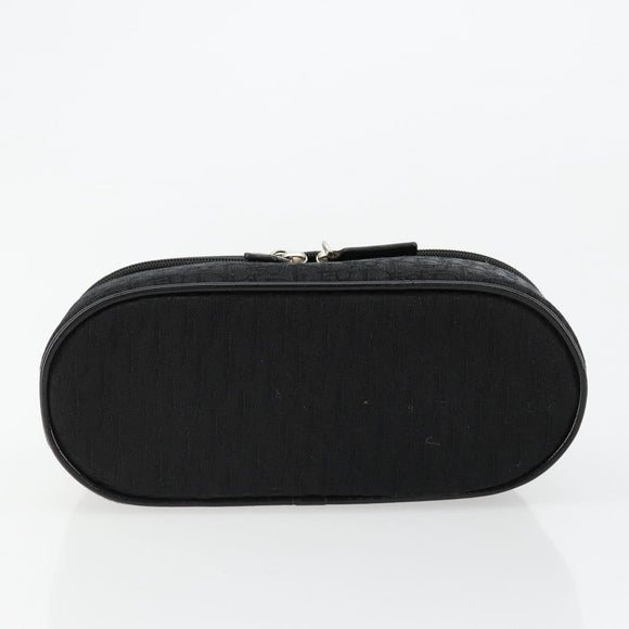 Christian Dior Trotter Canvas Vanity Pouch Black Silver Auth bs35433