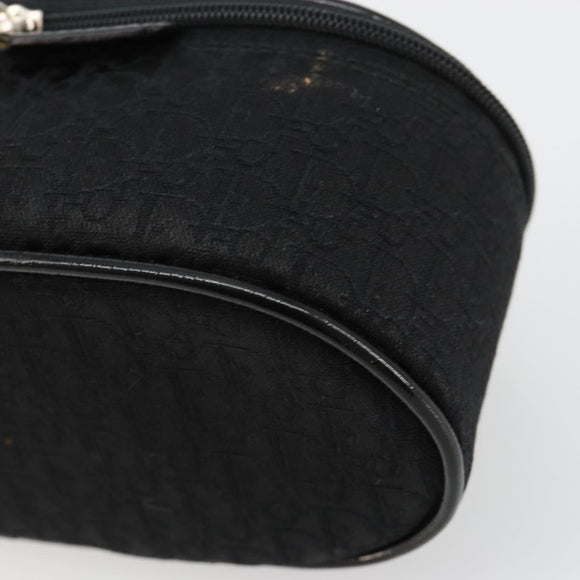 Christian Dior Trotter Canvas Vanity Pouch Black Silver Auth bs35433