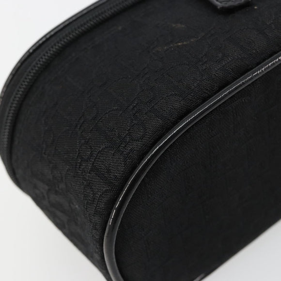 Christian Dior Trotter Canvas Vanity Pouch Black Silver Auth bs35433