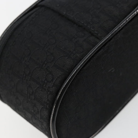 Christian Dior Trotter Canvas Vanity Pouch Black Silver Auth bs35433