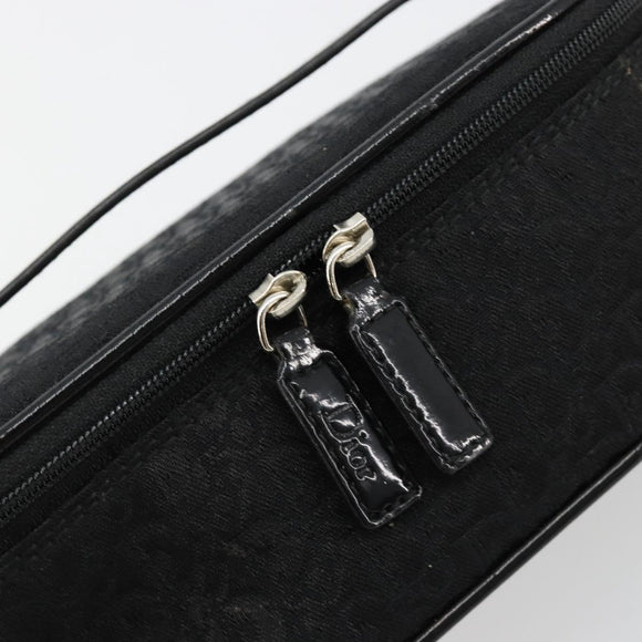 Christian Dior Trotter Canvas Vanity Pouch Black Silver Auth bs35433