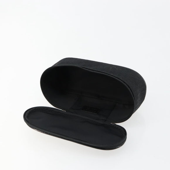Christian Dior Trotter Canvas Vanity Pouch Black Silver Auth bs35433