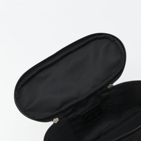 Christian Dior Trotter Canvas Vanity Pouch Black Silver Auth bs35433