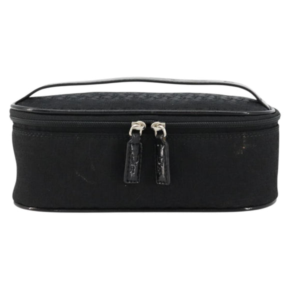 Christian Dior Trotter Canvas Vanity Pouch Black Silver Auth bs35433