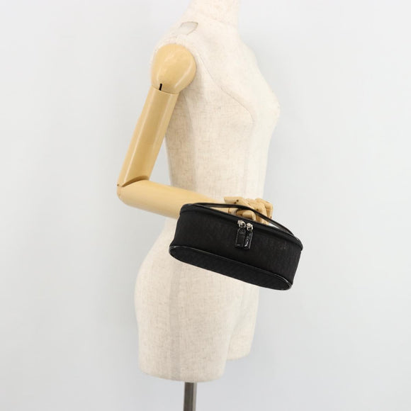 Christian Dior Trotter Canvas Vanity Pouch Black Silver Auth bs35433
