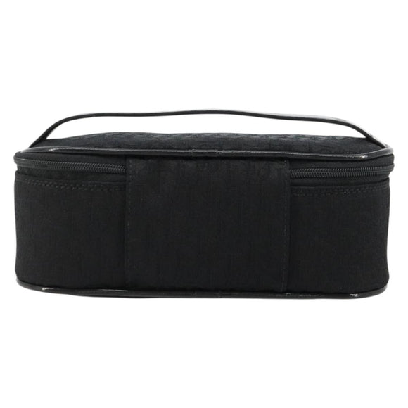 Christian Dior Trotter Canvas Vanity Pouch Black Silver Auth bs35433