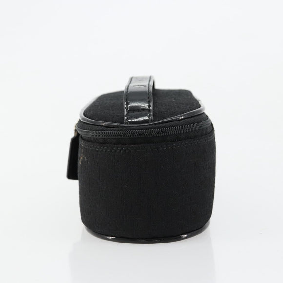 Christian Dior Trotter Canvas Vanity Pouch Black Silver Auth bs35433