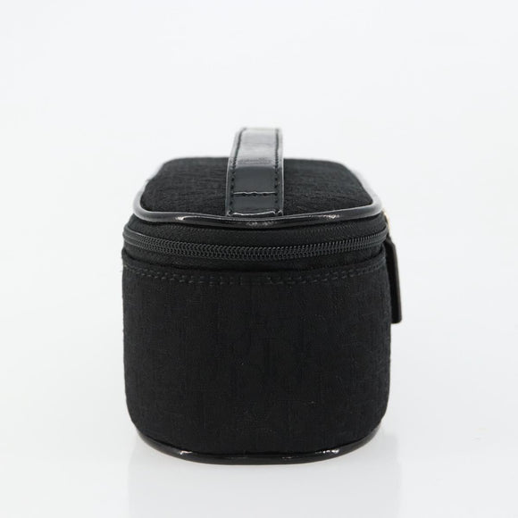 Christian Dior Trotter Canvas Vanity Pouch Black Silver Auth bs35433