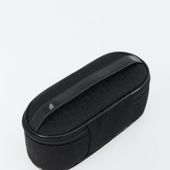 Christian Dior Trotter Canvas Vanity Pouch Black Silver Auth bs35433