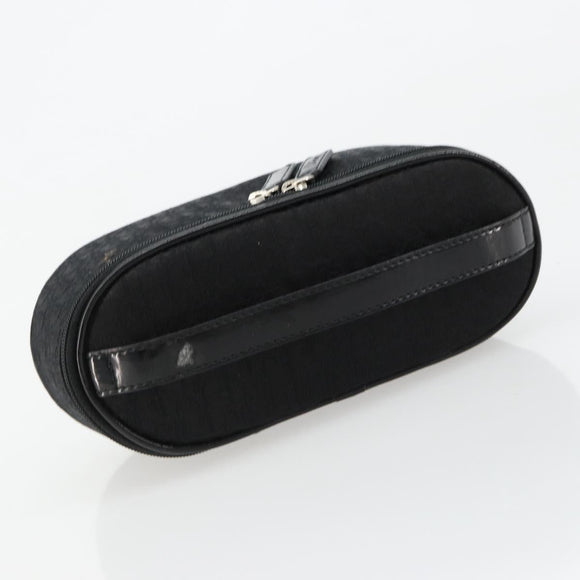 Christian Dior Trotter Canvas Vanity Pouch Black Silver Auth bs35433