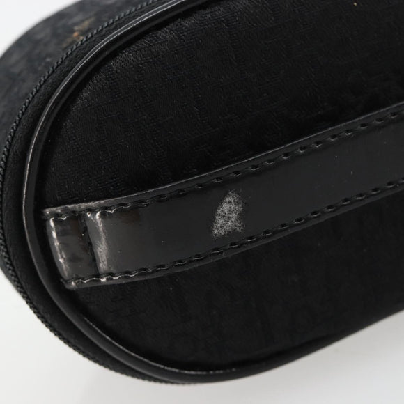 Christian Dior Trotter Canvas Vanity Pouch Black Silver Auth bs35433