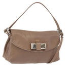 Chloe Lily Shoulder Bag Leather 2way Brown Gold Auth bs35434-1