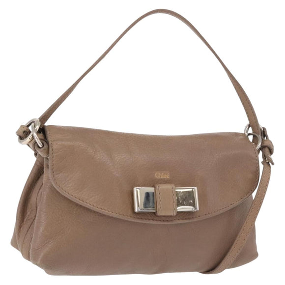 Chloe Lily Shoulder Bag Leather 2way Brown Gold Auth bs35434