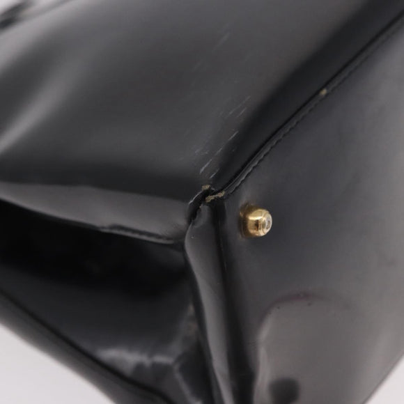 GUCCI Tote Bag Lackleder Schwarz Gold 000 1118 0503 Auth bs35437