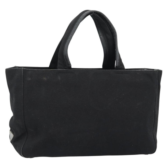 PRADA Hand Bag Canvas Black Silver Auth bs35438