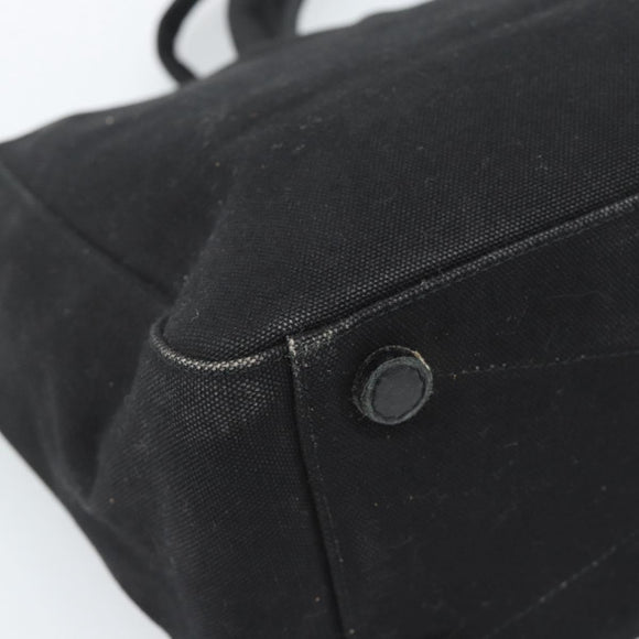 PRADA Hand Bag Canvas Black Silver Auth bs35438