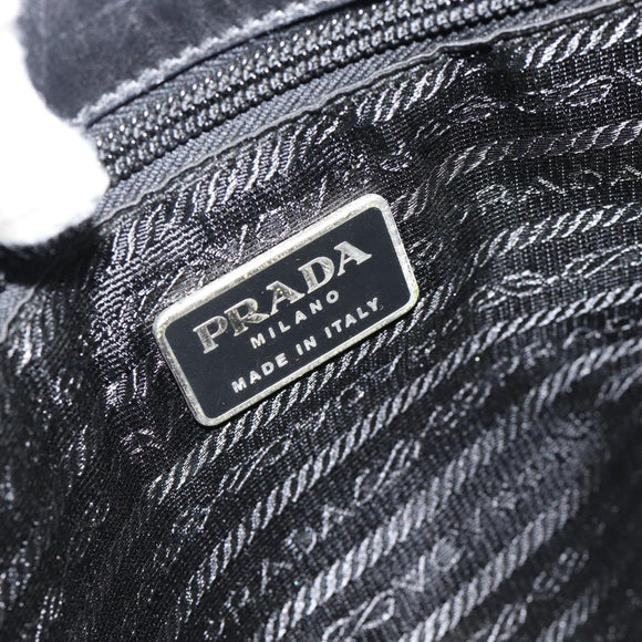 PRADA Hand Bag Canvas Black Silver Auth bs35438