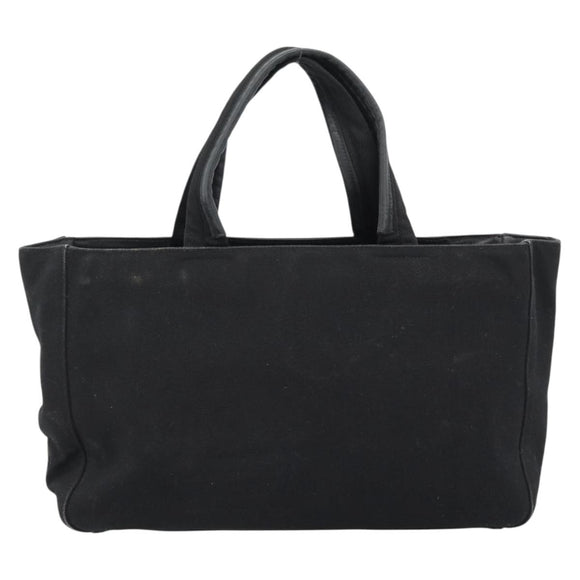 PRADA Hand Bag Canvas Black Silver Auth bs35438