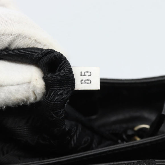 PRADA Hand Bag Canvas Black Silver Auth bs35438