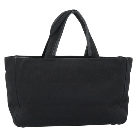 PRADA Hand Bag Canvas Black Silver Auth bs35438