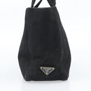 PRADA Hand Bag Canvas Black Silver Auth bs35438-3