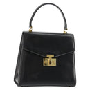 TIFFANY&Co. Hand Bag Leather Black Gold Auth bs35439-1