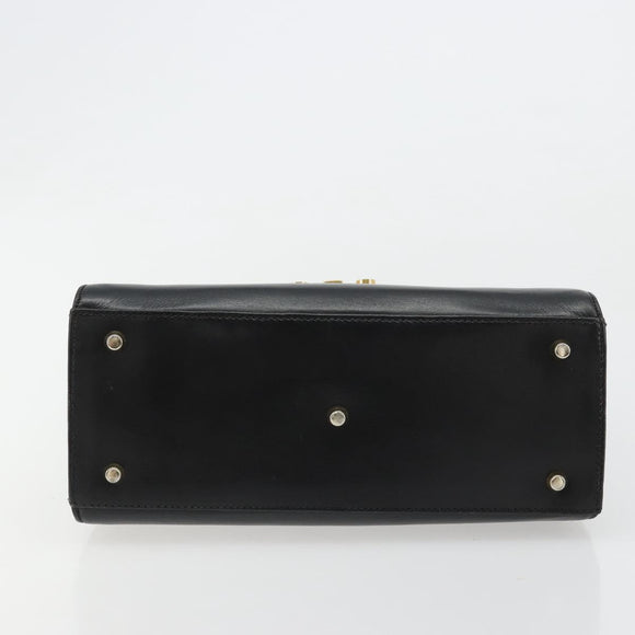 TIFFANY&Co. Hand Bag Leather Black Gold Auth bs35439