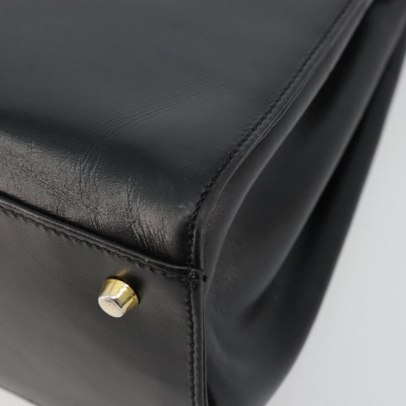 TIFFANY&Co. Hand Bag Leather Black Gold Auth bs35439