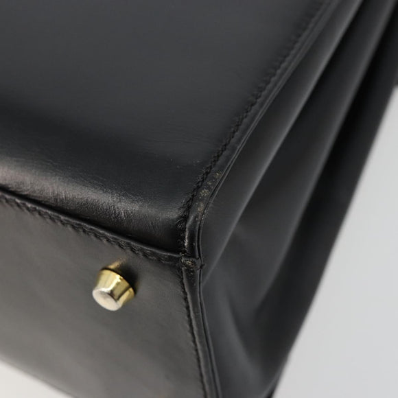 TIFFANY&Co. Hand Bag Leather Black Gold Auth bs35439