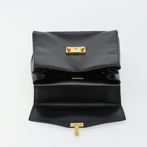 TIFFANY&Co. Hand Bag Leather Black Gold Auth bs35439