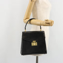 TIFFANY&Co. Hand Bag Leather Black Gold Auth bs35439-24