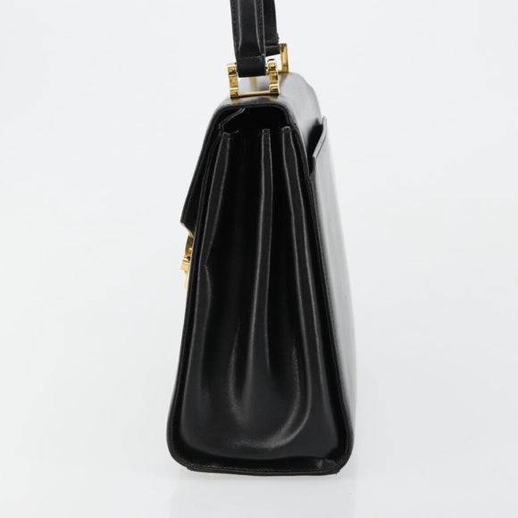TIFFANY&Co. Hand Bag Leather Black Gold Auth bs35439