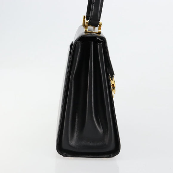 TIFFANY&Co. Hand Bag Leather Black Gold Auth bs35439
