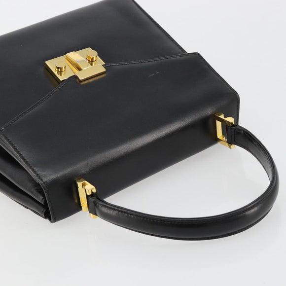 TIFFANY&Co. Hand Bag Leather Black Gold Auth bs35439