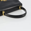 TIFFANY&Co. Hand Bag Leather Black Gold Auth bs35439-7