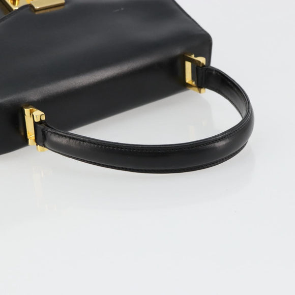 TIFFANY&Co. Hand Bag Leather Black Gold Auth bs35439
