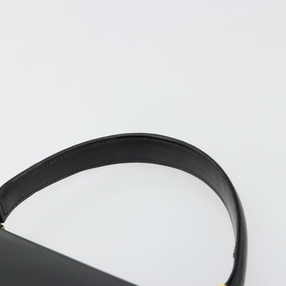 TIFFANY&Co. Hand Bag Leather Black Gold Auth bs35439
