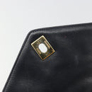 CHANEL V Stitch Shoulder Bag Lamb Skin Navy Gold CC Auth bs35440-16