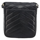 CHANEL V Stitch Shoulder Bag Lamb Skin Navy Gold CC Auth bs35440-3
