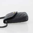 CHANEL V Stitch Shoulder Bag Lamb Skin Navy Gold CC Auth bs35440-5